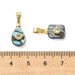 Ciondoli in conchiglia di abalone/paua naturale con micro pavé di zirconi cubici&nbsp;PALLOY-JF06002
