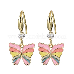 Pendientes colgantes de circonita cúbica transparente micro pavé de latón&nbsp;EJEW-F362-16G