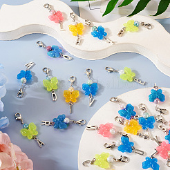 Decorazioni pendenti in lega di stile tibetano con farfalla luminosa in acrilico e lettere a~z&nbsp;HJEW-TAC0020