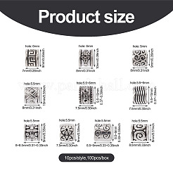 100 Stück 10 Stile tibetischer Stil europäische Perlen&nbsp;FIND-KS0001-17