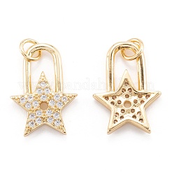 Pendentifs en laiton sertis de micro-pavés de zircones cubiques transparentes&nbsp;ZIRC-M114-08G