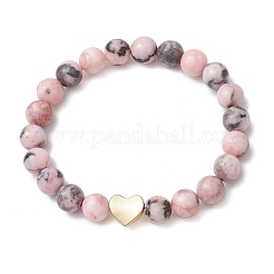 2 Stück Stretch-Armbänder mit Perlen aus natürlichem rosa Zebrajaspis&nbsp;BJEW-JB11192