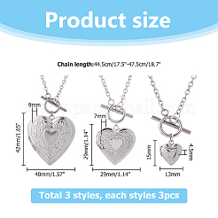 9 collier à chaîne en acier inoxydable 304 texturé&nbsp;NJEW-HS00004
