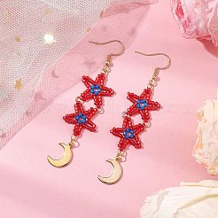 Orecchini pendenti da donna con perline di semi di vetro a forma di stella&nbsp;EJEW-MZ00206-02