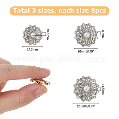 24 Stück 3 Stile Legierung Strass Schaftknöpfe&nbsp;BUTT-HS0001-05P