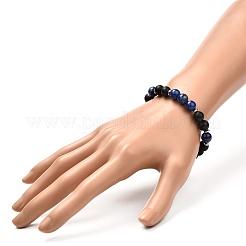 Bracelet extensible perles rondes en pierres naturelles mélangées&nbsp;BJEW-JB06879