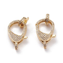 Latón micro pavimenta claro cubic zirconia cierres  de pinza de langosta&nbsp;KK-C100-43G