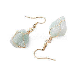 Pendientes colgantes de aventurina verde natural y acero inoxidable 304 para mujer&nbsp;EJEW-JE06237-02