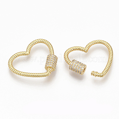 Laiton micro pave clair zircone cubique vis mousqueton charmes de verrouillage&nbsp;ZIRC-T010-11G