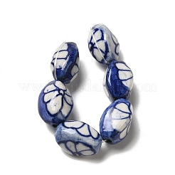 Perles de porcelaine bleue et blanche&nbsp;PORC-C003-02