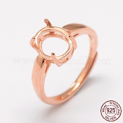 925 anillo solitario de plata esterlina ajustable&nbsp;STER-P033-17RG