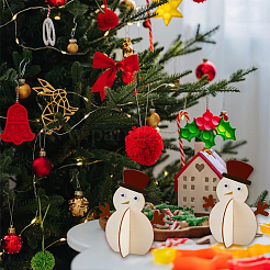6 Stück unfertige Weihnachtsornamente aus Holz mit Schneemannmotiv&nbsp;WOOD-SP0001-72