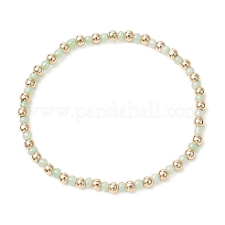 Bracciali elastici in perline di vetro e ottone in stile bohémien per le donne&nbsp;BJEW-JB11801
