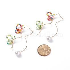 Schmetterlings-Manschettenohrringe aus Glasperlen mit Acrylperle&nbsp;EJEW-JE04828