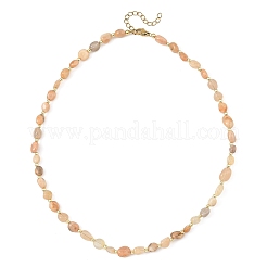 Colliers de perles rondes en acier inoxydable 304 et en pierre de soleil naturelle&nbsp;NJEW-JN06694