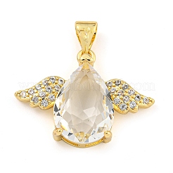 Placage de crémaillère en laiton micro pavé pendentifs en zircone cubique claire&nbsp;ZIRC-L100-151G