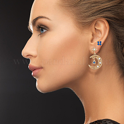 6pcs 6 estilo flor y cuadrado y estrella y luna aretes de circonio cúbico&nbsp;EJEW-AN0003-31