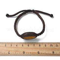 Verstellbare ovale geflochtene Perlenarmbänder aus natürlichem Tigerauge&nbsp;BJEW-H626-02-10