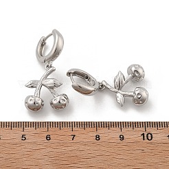 Boucles d'oreilles créoles en laiton et cerises&nbsp;EJEW-R016-04G