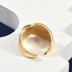 Offene Manschettenringe aus Messing mit Mikropavé und klaren kubischen Zirkonia für Damen&nbsp;LS-RJEW-M026-02G-04