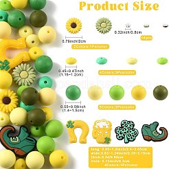 50 Stück 19 Stile Saint Patrick's Day Silikon & Messing Strass Abstandsperlen Zubehörse Kits&nbsp;DIY-FS0010-50
