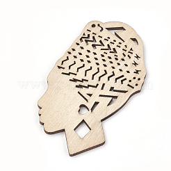 Ungefärbtes Holz große Anhänger&nbsp;X-WOOD-T008-29