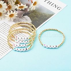 Bracelets de perles extensibles en hématite synthétique non magnétique pour la saint-valentin&nbsp;BJEW-JB06245