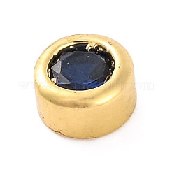 Cabochon piatti rotondi in ottone con micro pavé di zirconi placcati a cremagliera&nbsp;KK-F874-03G-02
