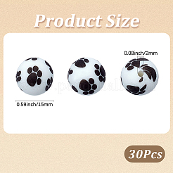 30 pièce de perles focales rondes en silicone imprimées&nbsp;SIL-SC0003-29A