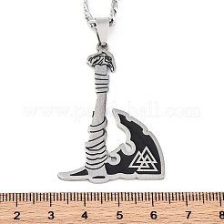 Collares colgantes de titanio y acero inoxidable 201 de estilo vikingo&nbsp;NJEW-C066-11P