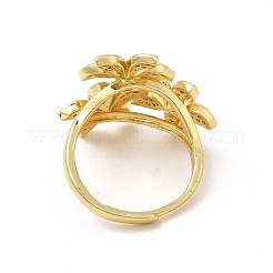 Verstellbarer Ring mit klarem Zirkonia-Blatt&nbsp;RJEW-I092-13G