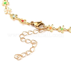 Collane a catena a maglie di fiori in ottone smaltato&nbsp;NJEW-JN03146