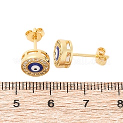 Orecchini a bottone in ottone blu malocchio&nbsp;ZIRC-Z017-01G