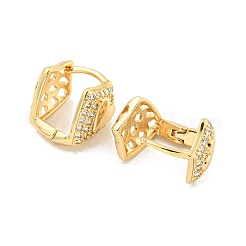 Creolen aus Messing mit klarem Pavé-Stein und Zirkonia in Herzform&nbsp;EJEW-M258-20G