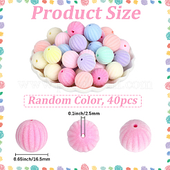 40 pièce de perles acryliques opaques floquées&nbsp;OACR-PA0001-95