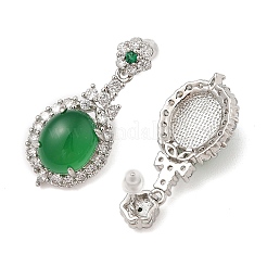 Pendientes colgantes ovalados de calcedonia natural&nbsp;G-S001-07P