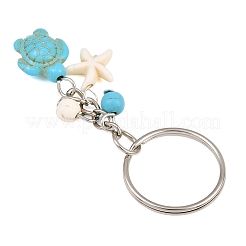 20 llavero con colgante de turquesa sintética de tortuga y estrella de mar.&nbsp;KEYC-CP0001-47A