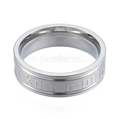 Anlaufgeschützter Fingerring aus 201er Edelstahl mit römischen Ziffern für Damen&nbsp;RJEW-N043-08P