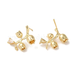 Latón con fornituras de aretes de circonita cúbica transparente&nbsp;KK-G499-03G