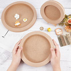 3 cadre photo rond plat en bois de 3 styles.&nbsp;TOOL-WH0118-17