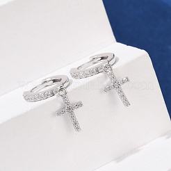 925 Creolen aus Sterlingsilber mit Mikropavé und klarem Zirkonia für Damen&nbsp;EJEW-G427-01P-02