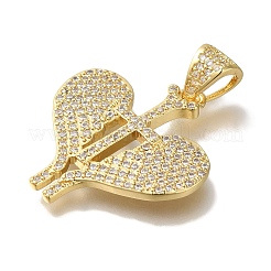 Pendentifs en laiton plaqué cœur&nbsp;KK-U019-29G
