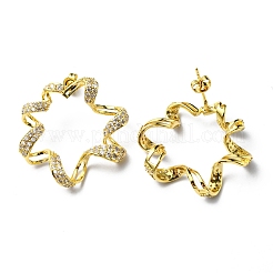 Kristall-Strass-Ohrstecker mit ausgehöhlten Blumen&nbsp;EJEW-D055-04G