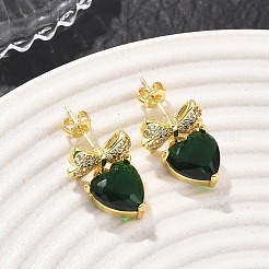 Pendientes colgantes de latón con micro circonitas cúbicas para mujer&nbsp;KK-CBA760A-05G-04