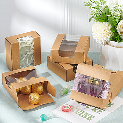 Quadratische Geschenkboxen zur Aufbewahrung aus Papier mit klarem Sichtfenster&nbsp;LS-CON-WH0095-65A