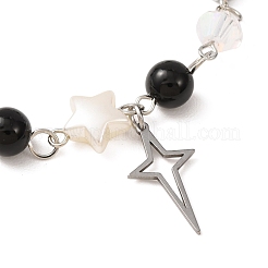Pulseras de cuentas redondas de piedra sintética negra&nbsp;BJEW-JB11206
