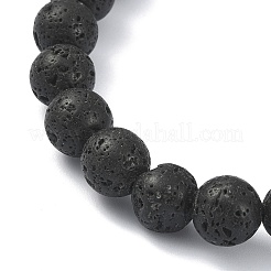 Rundes Stretch-Armband aus natürlichem Lavagestein&nbsp;BJEW-JB09377