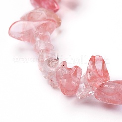 Bracelets extensibles en perles de verre de quartz cerise&nbsp;BJEW-JB05765-02
