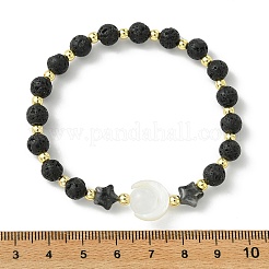 Pulseras elásticas de cuentas de roca de lava natural&nbsp;BJEW-JB13759