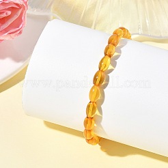 Braccialetti elastici con perline di ambra naturale per le donne&nbsp;BJEW-JB14240-02